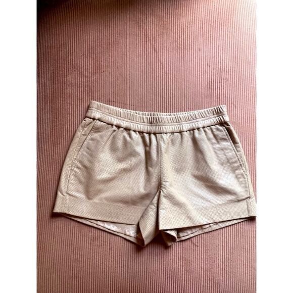 Tan Perforated LEATHER Lined Shorts - J Crew Collection - Size 2 - Picture 1 of 8